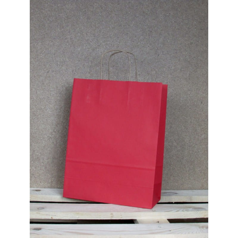 Torba papierowa kolorowa 24x32x10 cm uchwyt papierowy skręcany